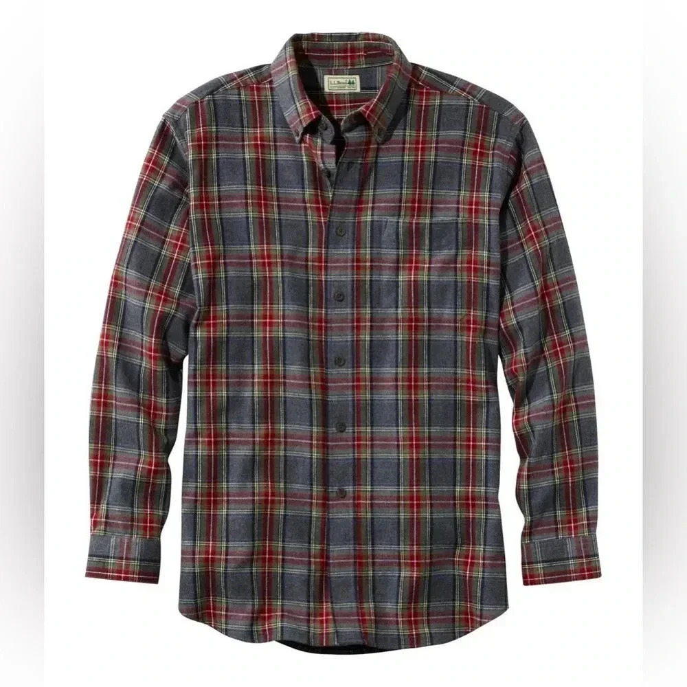 L.L. Bean Men's Scotch Plaid Flannel Shirt Traditional Fit 100% Cotton XL